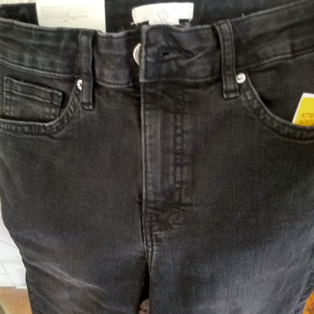 Black washed cut off denim shorts